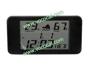 New Desk Digital LCD Thermometer Hygrometer Calendar Alarm Clock Black