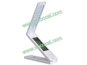 Folding Touch LED Rechargeable Desk Lamp with Calendar Alarm Clock White