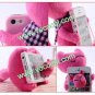 3D Cute Cartoon Plush Smile Cat Doll Case Cover Skin for iPhone 5 Purple