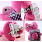 3D Cute Cartoon Plush Smile Cat Doll Case Cover Skin for iPhone 5 Rose