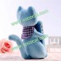 3D Cute Cartoon Plush Smile Cat Doll Case Cover Skin for iPhone 5 Blue