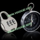 3 Dial Portable Travel Luggage Lock Combination Padlock + Compass Silver