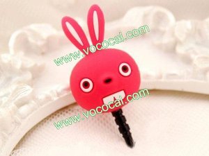 Cute Rabbit 3.5mm Earphone Jack Dustproof Plug Ear Dust Cap for iPhone 5 4 iPad