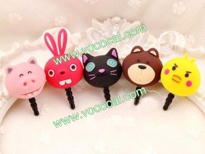 Cute Animal 3.5mm Earphone Jack Dustproof Plug Ear Dust Cap for iPhone 5 4 iPad