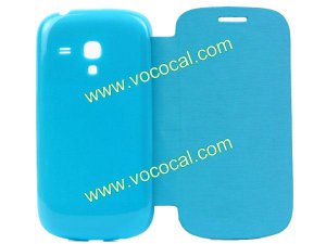 PU Leather Battery Flip Case Cover For Samsung Galaxy S3 Mini i8190 Blue