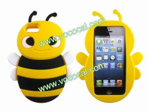 Cute 3D Bee Silicone Case Cover Skin for iPhone 5 Yellow