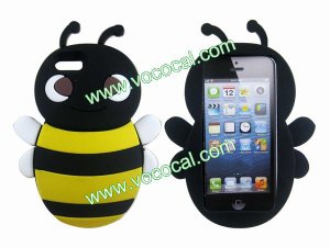 Cute 3D Bee Silicone Case Cover Skin for iPhone 5 Black