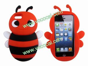 Cute 3D Bee Silicone Case Cover Skin for iPhone 5 Red