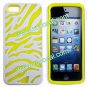 Dual Color Zebra Combo PC Silicone Case Cover Skin for iPhone 5 Yellow+White