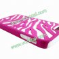 Dual Color Zebra Combo PC Silicone Case Cover Skin for iPhone 5 White+Rose