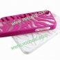 Dual Color Zebra Combo PC Silicone Case Cover Skin for iPhone 5 White+Rose