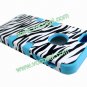 Zebra PC + Silicone 3 in 1 Combo Protective Case Cover Skin for iPhone 5 Blue