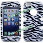 Zebra PC + Silicone 3 in 1 Combo Protective Case Cover Skin for iPhone 5 White