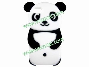 Cute 3D Cartoon Panda Animal Silicone Protective Case Cover for iPhone 5 Black