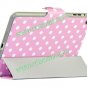 Polka Dots PU Leather Book Stand Case Smart Cover for iPad Mini Pink + White Dot
