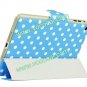 Polka Dots PU Leather Book Stand Case Smart Cover for iPad Mini Blue + White Dot