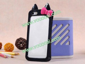 New Waistline 3D Bowknot Bumper Frame TPU Case Cover Skin for iPhone 5 Black