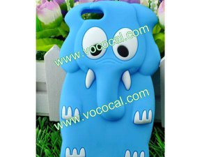Cute 3D Animal Elephant Silicone Case Cover Skin for iPhone 5 Light Blue
