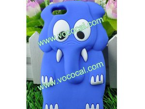 Cute 3D Animal Elephant Silicone Case Cover Skin for iPhone 5 Dark Blue