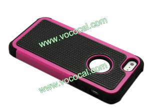 Combo 2 Pieces Protective Fashion Robot Case Cover Skin for iPhone 5 Rose
