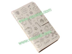 Cute PU Leather Flip Case Cover Skin for Samsung Galaxy Note 2 N7100 Light Gray