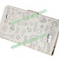 Cute PU Leather Flip Case Cover Skin for Samsung Galaxy Note 2 N7100 Light Gray