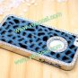 Luxury Bling Rhinestone Crystal Leopard Protective Case Cover for iPhone 5 Blue