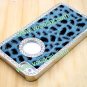 Luxury Bling Rhinestone Crystal Leopard Protective Case Cover for iPhone 5 Blue