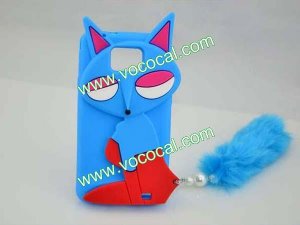3D Cute Cartoon Fox Silicone Case Cover Skin for Samsung Galaxy S2 i9100 Blue