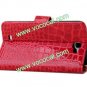 Crocodile Leather Card Holder Stand Case for Samsung Galaxy Note 2 N7100 Red