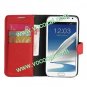 PU Leather Card Holder Stand Case Cover Skin for Samsung Galaxy Note 2 N7100 Red