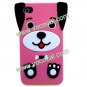 Cute 3D Cartoon Dog Puppy Silicone Case Cover Skin for iPhone 4 4S Rose