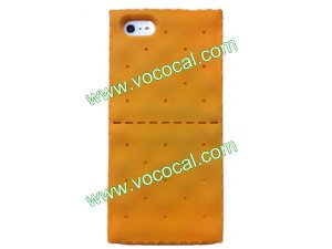 Creative 3D Soda Biscuit Cracker Silicone Case Cover for iPhone 5 Dark Yellow