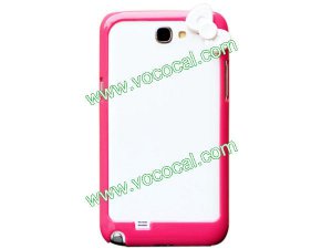 Cute Bowknot Frame Bumper Case Cover for Samsung Galaxy Note 2 N7100 Rose
