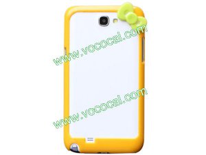 Cute Bowknot Frame Bumper Case Cover for Samsung Galaxy Note 2 N7100 Yellow