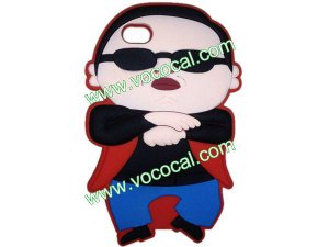 Cool 3D PSY Gangnam Style Silicone Case Cover Skin for iPhone 4 4S Red