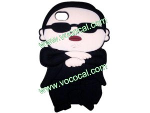 Cool 3D PSY Gangnam Style Silicone Case Cover Skin for iPhone 4 4S Black