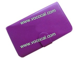 PU Leather Flip Card Holder Case Cover for Samsung Galaxy Note 2 N7100 Purple