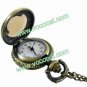 Antique Retro Pocket Watch Necklace Chain Pendant Crystal Glass Carving