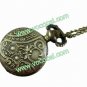 Antique Retro Pocket Watch Necklace Chain Pendant Crystal Glass Carving