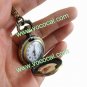 Antique Retro Pocket Watch Necklace Chain Pendant Crystal Glass Carving