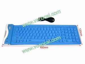 USB 2.0 Silicone Roll Up Foldable Flexible PC Computer Keyboard Blue