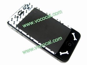 Color Full Body Sticker Screen Protector Film for iPhone 4 4S Dog Bone Pattern