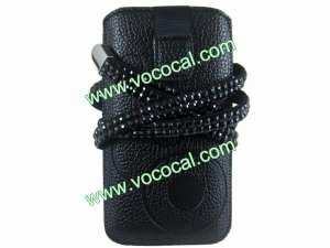 Soft PU Leather Pull Up Pouch Case Cover for iPhone 5 4 4S Black
