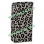 PU Leather Leopard Book Wallet Stand Case Cover for HTC One M7