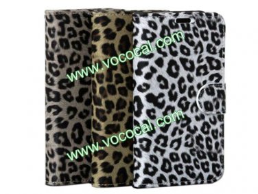 PU Leather Leopard Wallet Stand Case Cover for Samsung Galaxy Grand DUOS I9082