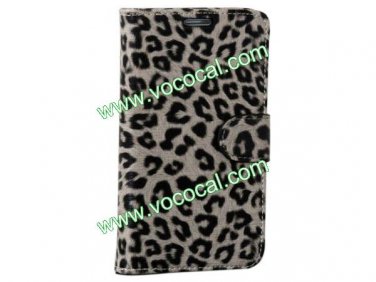 PU Leather Leopard Wallet Stand Case Cover for Samsung Galaxy Grand DUOS I9082