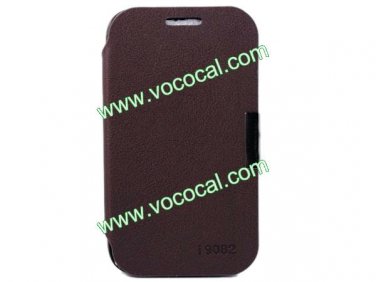 PU Leather Book Flip Stand Case Cover for Samsung Galaxy Grand Duos I9082 Brown
