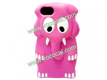 Cute 3D Animal Elephant Silicone Case Cover Skin for iPhone 5 Rose