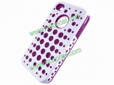 Purple Spots Dots Silicone PC Hard Combo Case Cover for iPhone 4 4G 4S